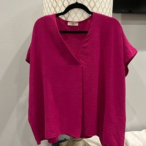 Deep pink v-neck blouse